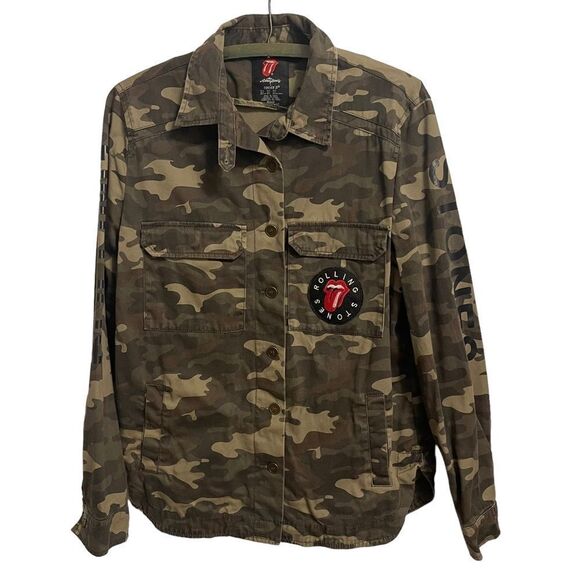 Vintage Inspired Forever 21 Camo Rolling Stones 1978 Tour Button Down Shirt S - Picture 1 of 7